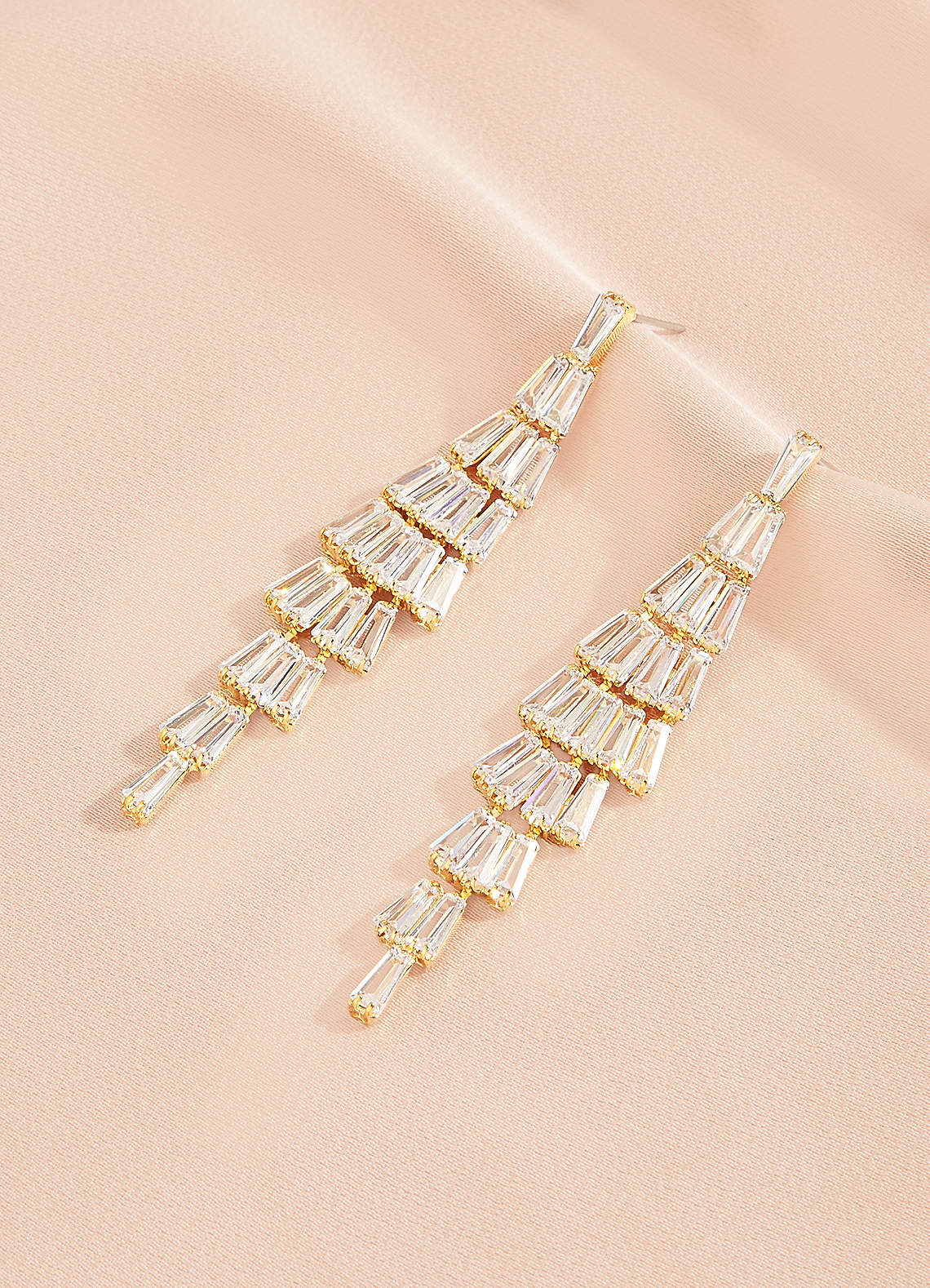 front Zirconia Tassel Drop Earrings