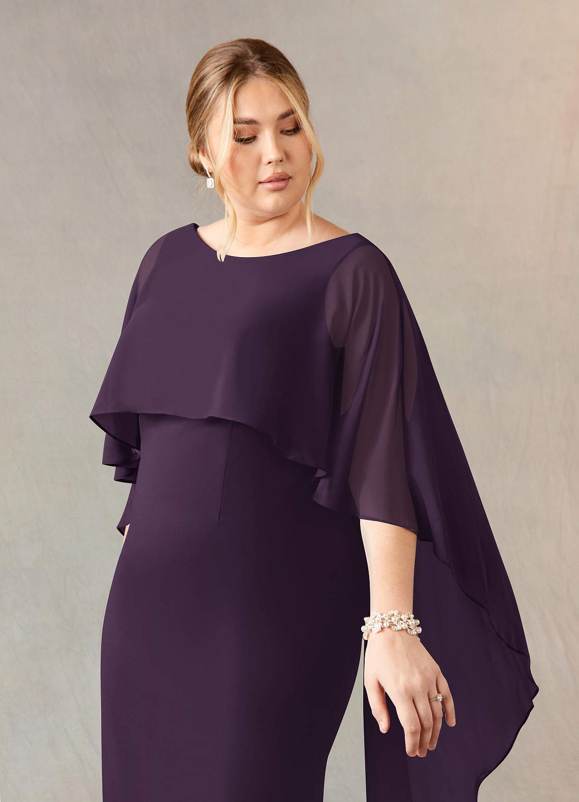 Azazie Dion Mother of the Bride Dresses Plum Sheath Scoop Stretch Crepe Dress image11