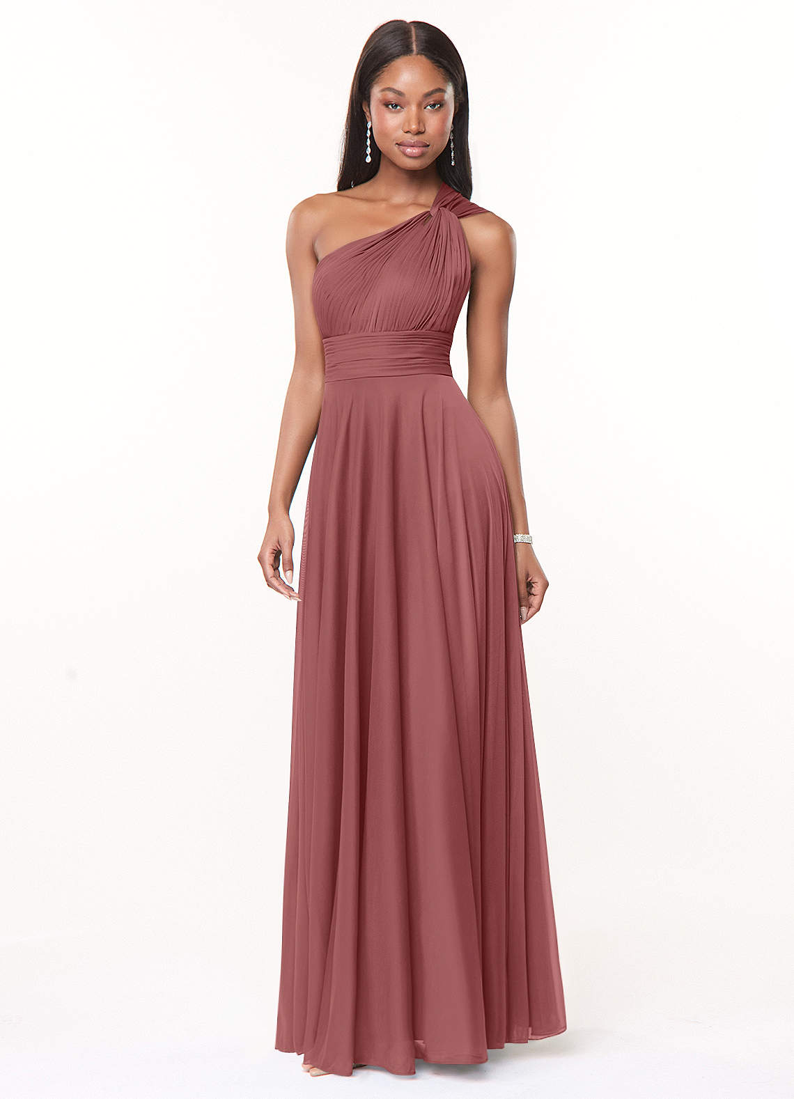 Azazie Charlize Jurken voor bruidsmeisjes Jurk van Mesh met A-Lijn One-Shoulder Amethist image2