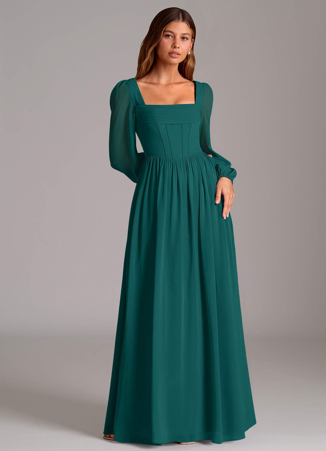 Azazie Maree Peacock Chiffon Bridesmaid Dresses | Azazie
