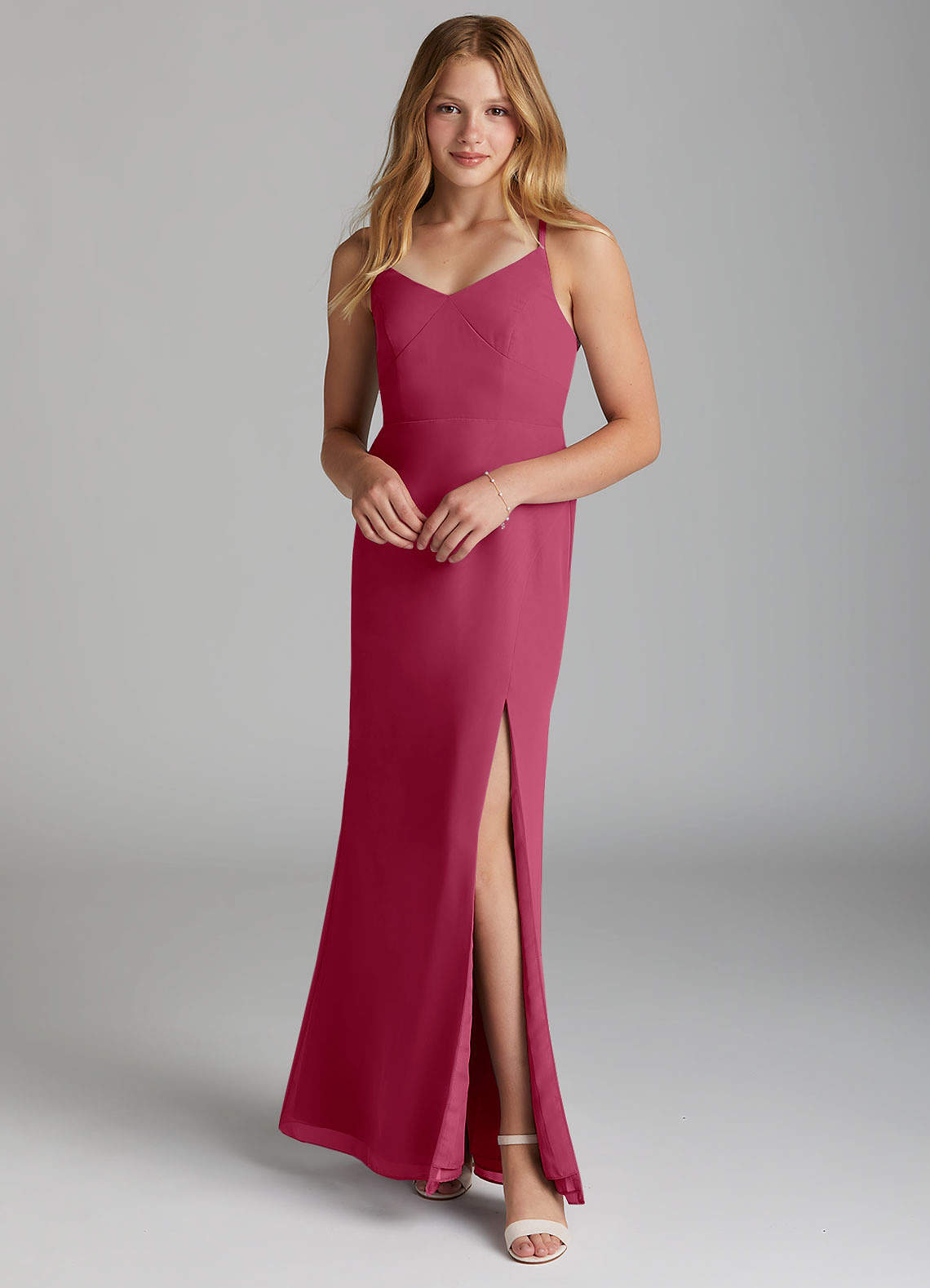 Azazie Becca Junior Mulberry Mermaid Chiffon Dress image1