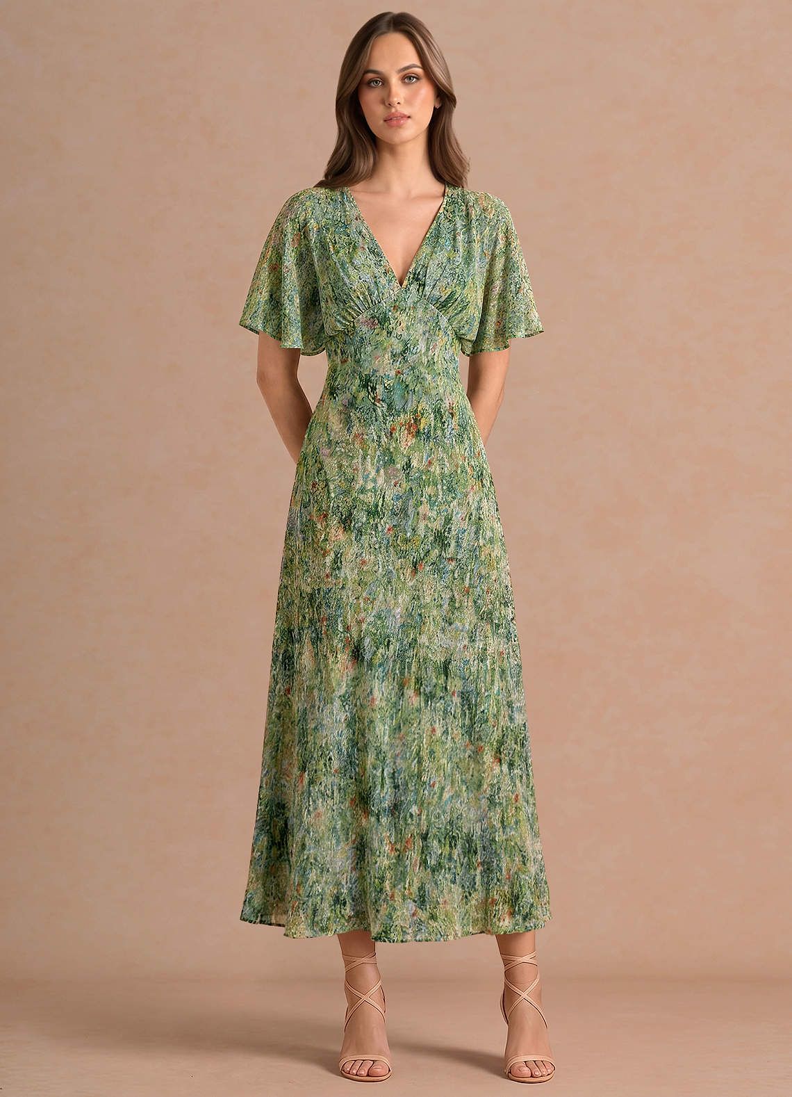 Fleurine Green Floral Maxi Dress