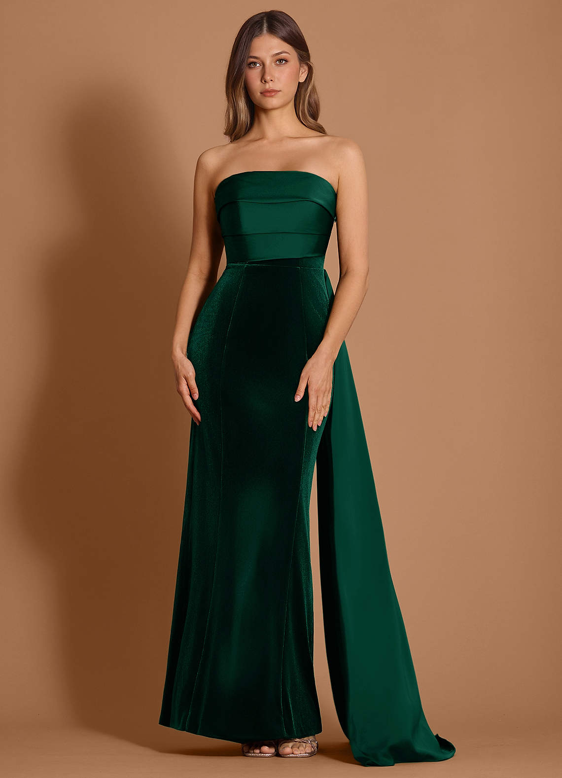 slim fit dress slacks Catherine asymmetrical pleated maxi dress in Green main image 1