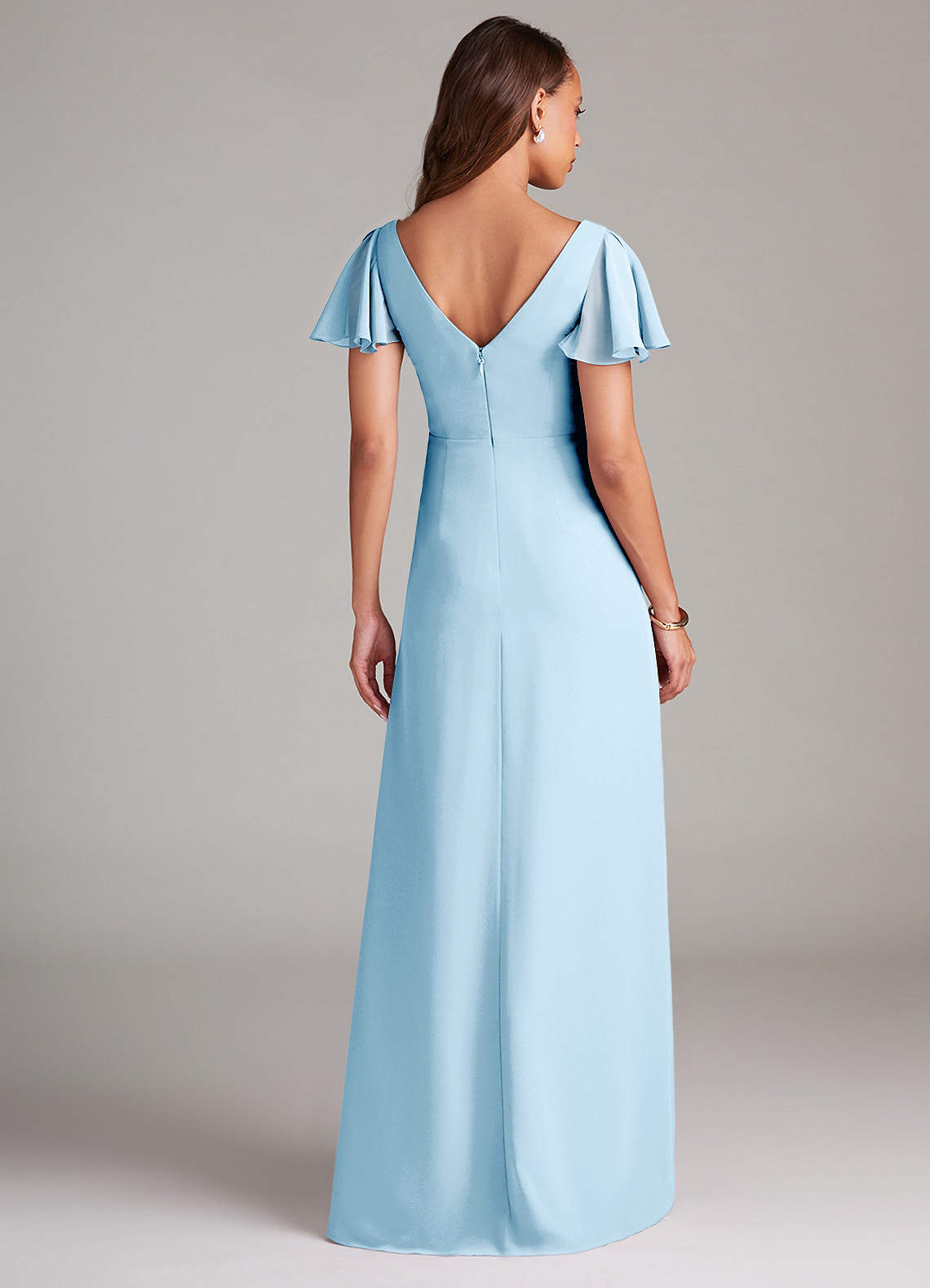 Azazie Soren Bridesmaid Dresses Sky Blue A-Line Ruched Chiffon Dress image1