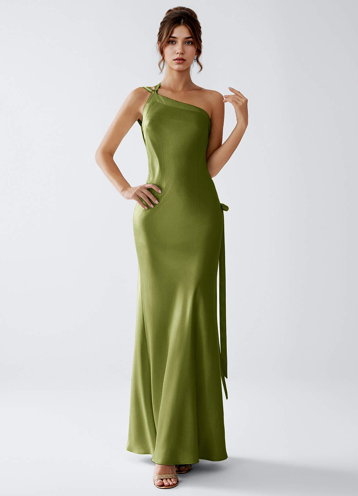 Stephanie Olive Luminous Satin Maxi Dress image3