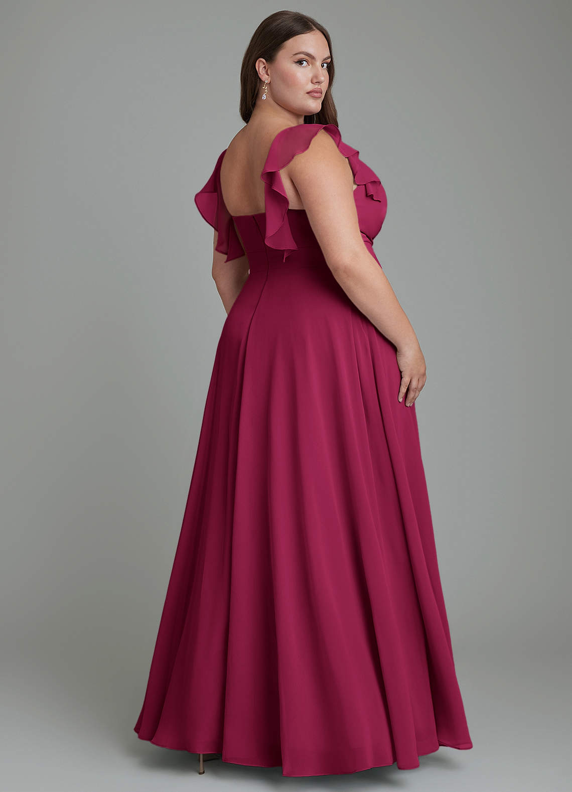 Azazie Leilani Bridesmaid Dresses Burgundy A-Line Pleated Chiffon Dress image2