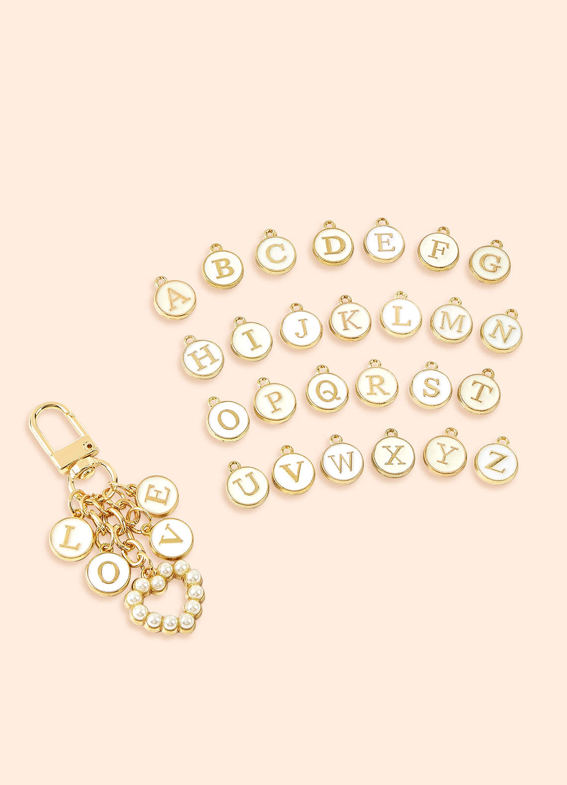front Personalized Charm Letter Keychain