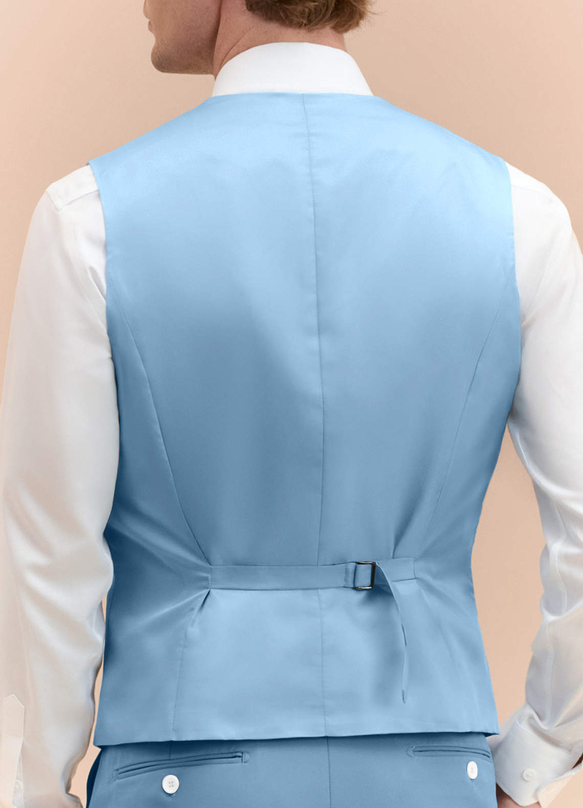 blue dress vest mens Royal Straight hem James Steel Blue Structured Stretch