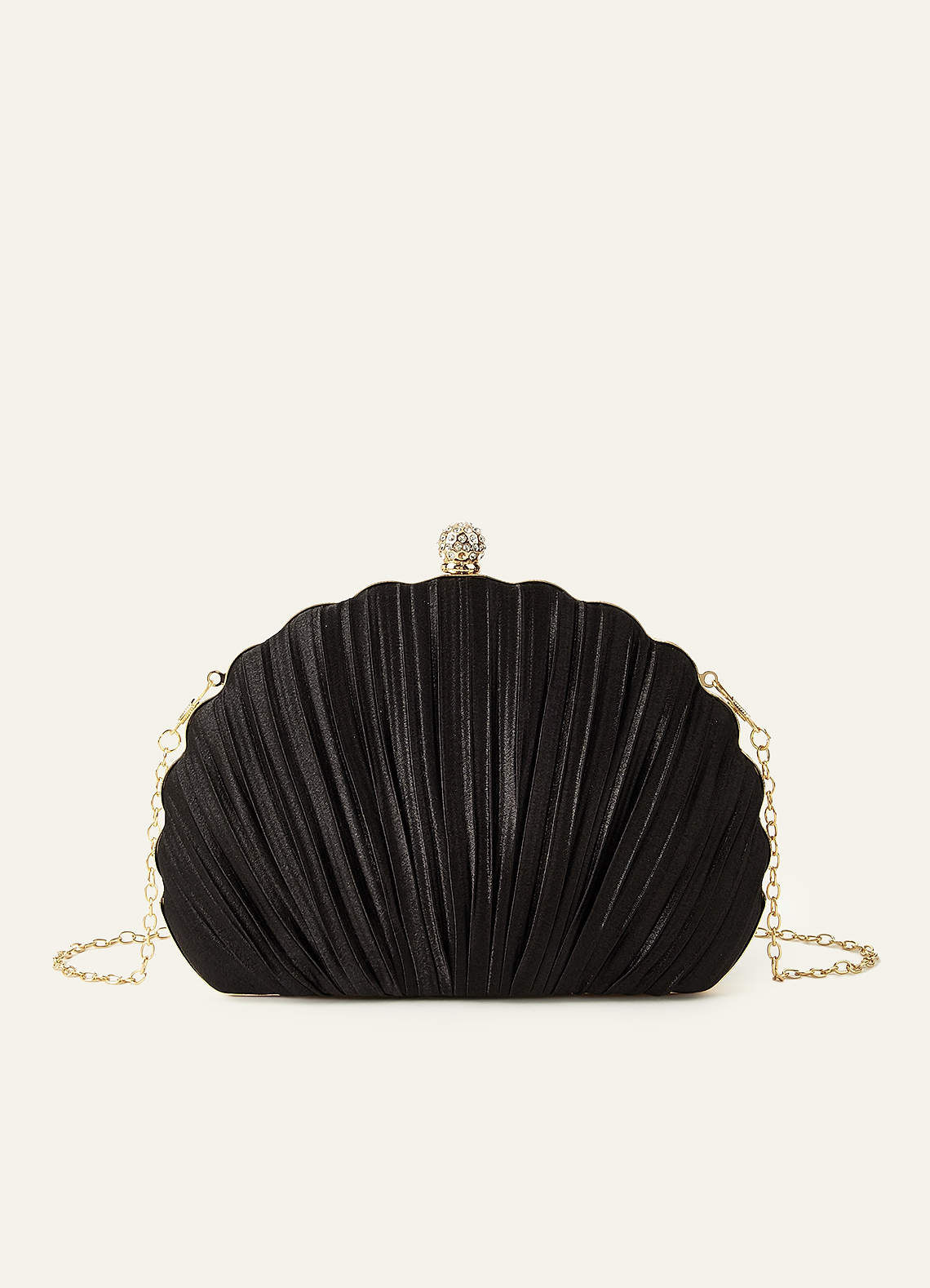 front Shell-Shape Pleated Evening Clutch