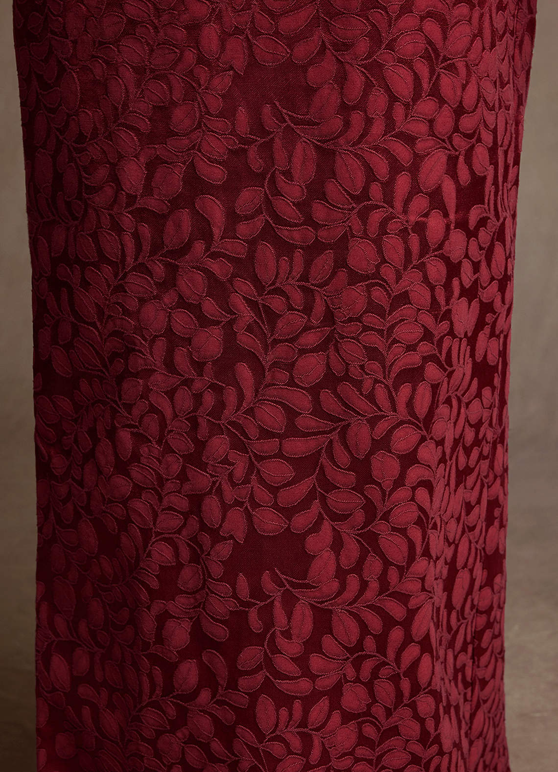 Azazie Amala Cabernet Franc Column Pleated Floral Jacquard Dress