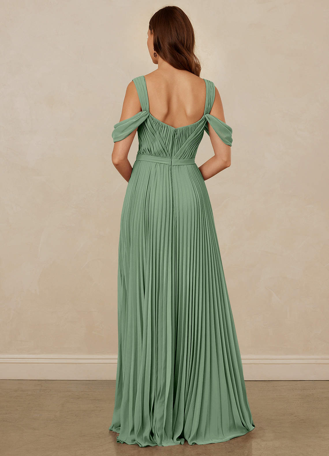 Christian Siriano Bridal for Azazie 1013 Bridesmaid Dresses Pleated Off Shoulder Chiffon A-Line Dress image2