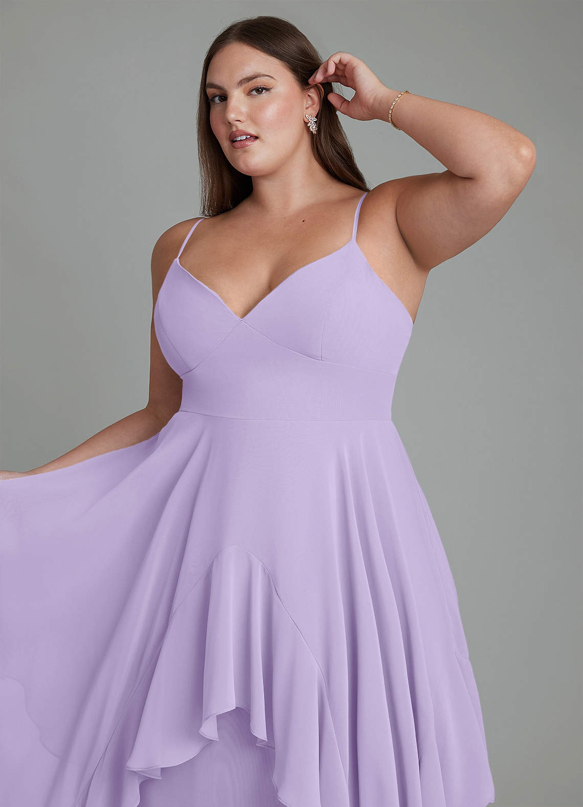 Azazie Zaina Bridesmaid Dresses Lilac A-Line Chiffon Dress image11