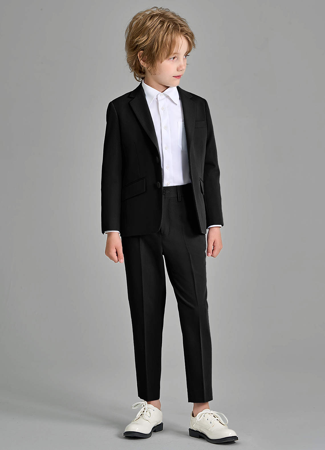 front Oliver Boys Black 2-Piece Suit