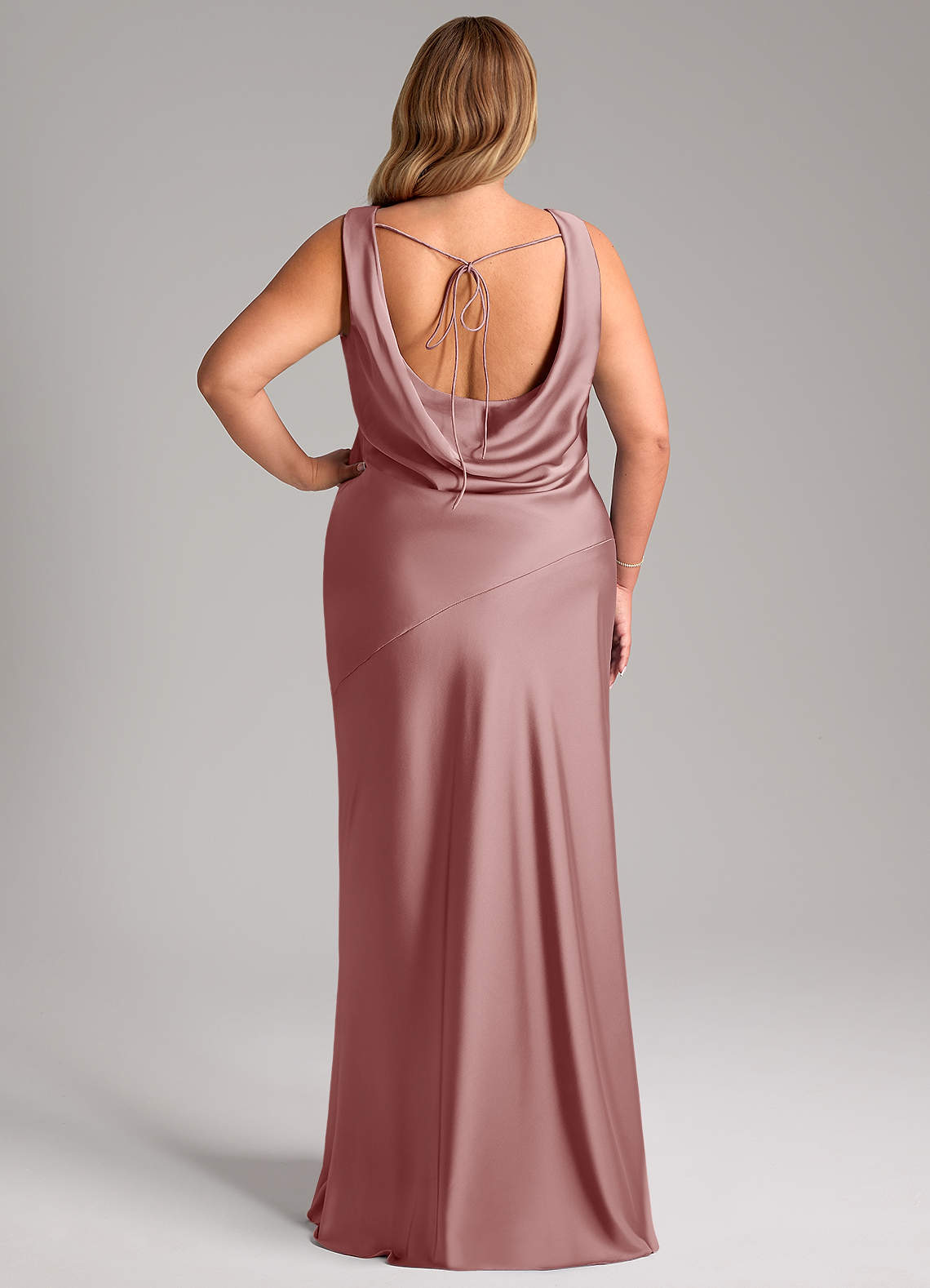 Azazie Rylina Bridesmaid Dresses Dusty Rose Mermaid Stretch Satin Dress image7