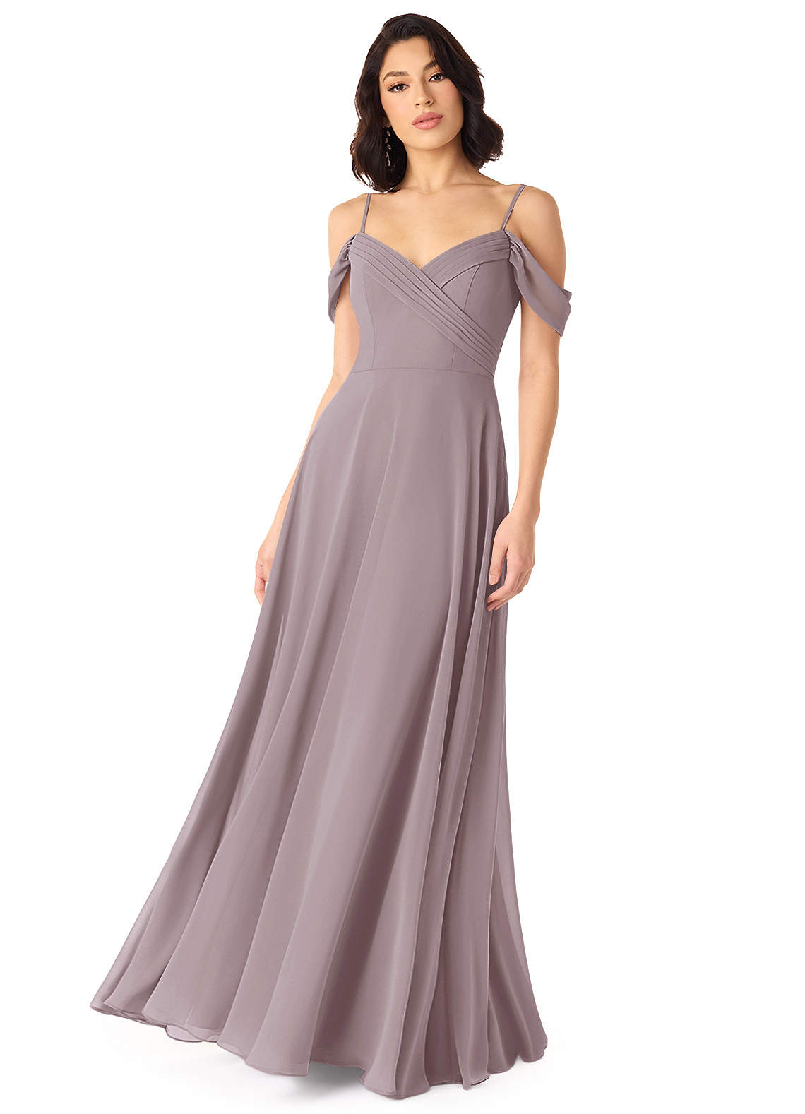 Azazie Tancie Bridesmaid Dresses Dusk A-Line Off the Shoulder Chiffon Convertible Dress image1