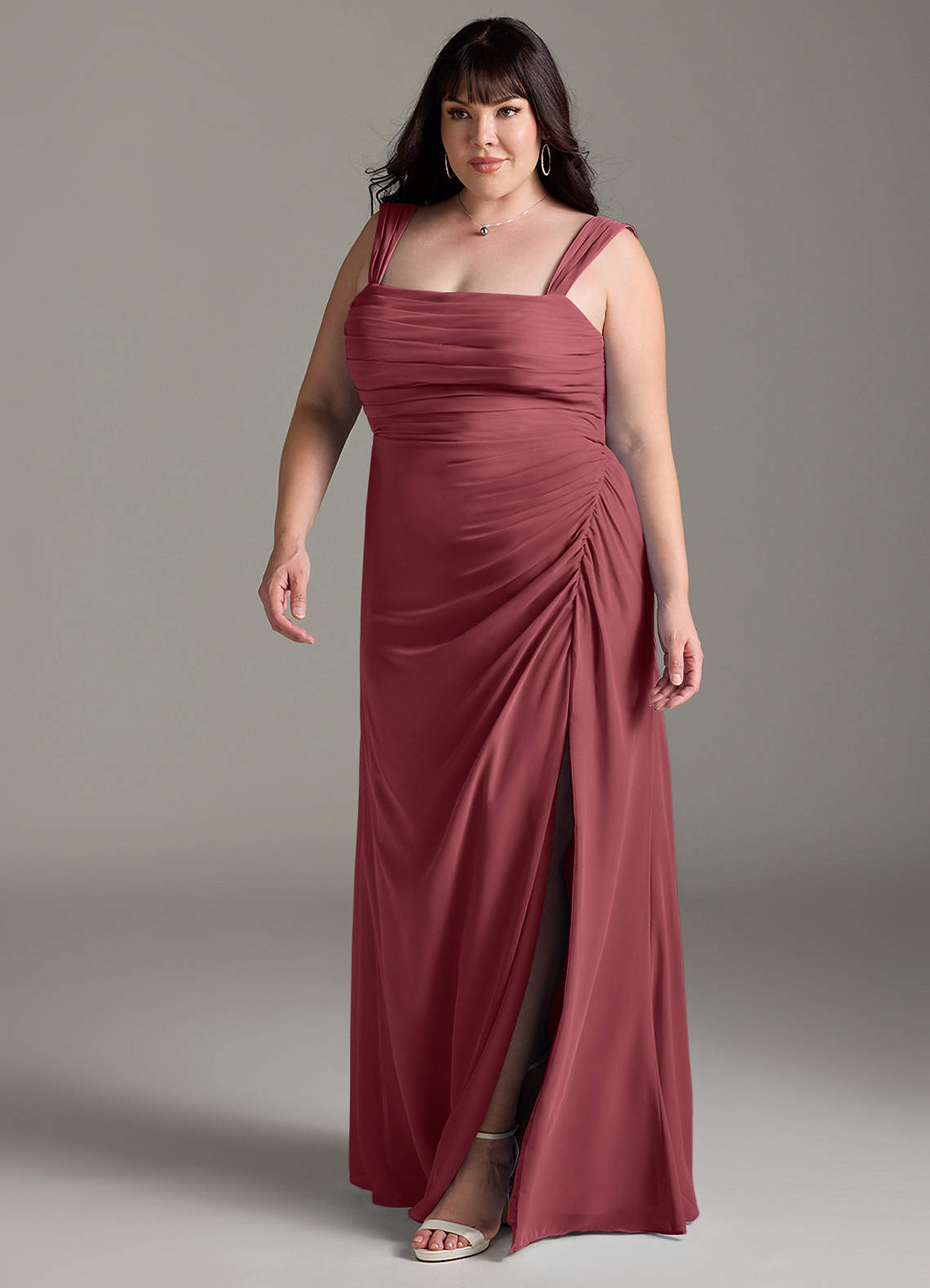 Azazie Jesaphine Bridesmaid Dresses Merlot Sheath Bow Chiffon Dress image12
