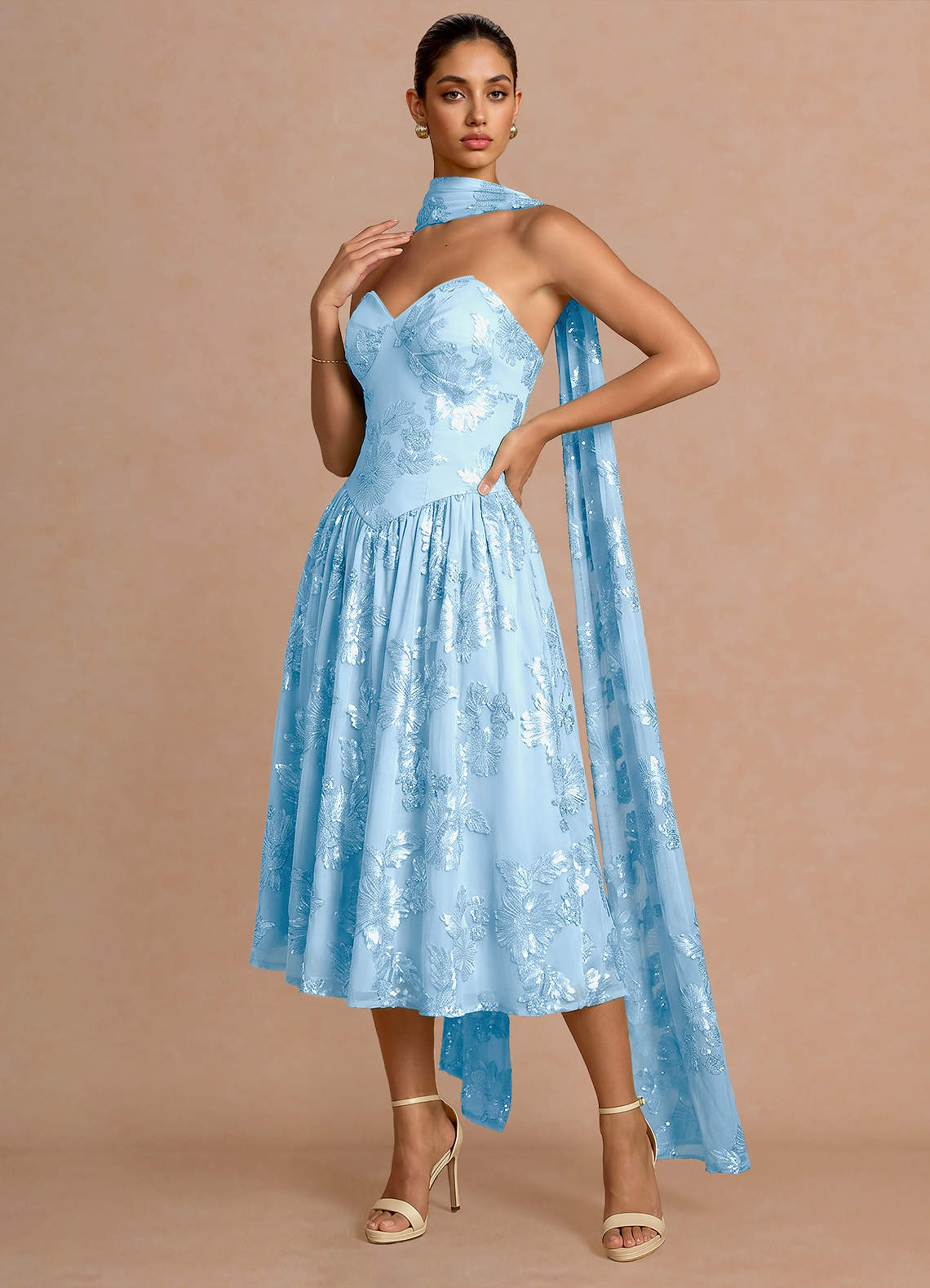 Astra Sky Blue Midi Dress | Azazie