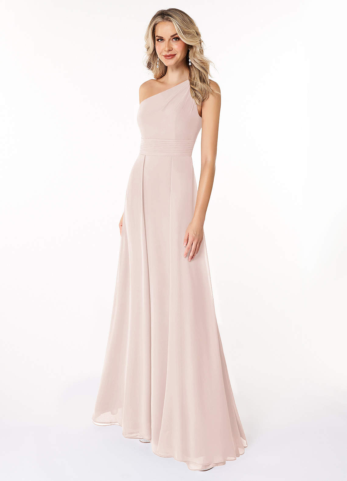 Azazie Dallas Jurken voor bruidsmeisjes Jurk van Chiffon met A-Lijn One-Shoulder Rozenblaadje image1
