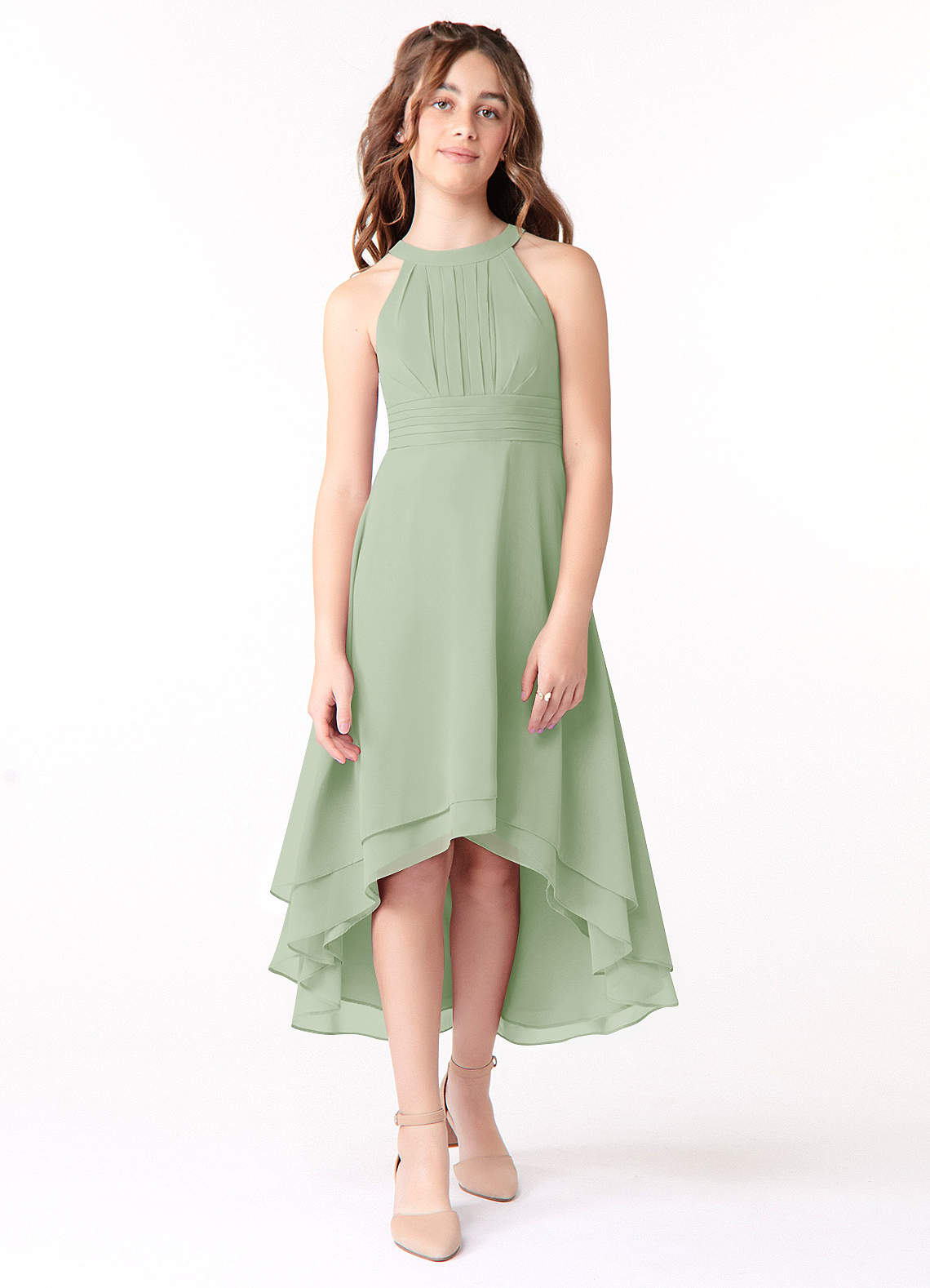 Azazie Linna Junior Bridesmaid Dress in Dusty Sage | Azazie