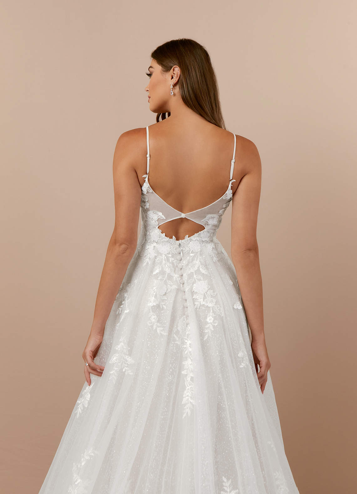 Azazie Arabelle Wedding Dresses Diamond White A-Line V-Neck Lace Tulle Dress image5