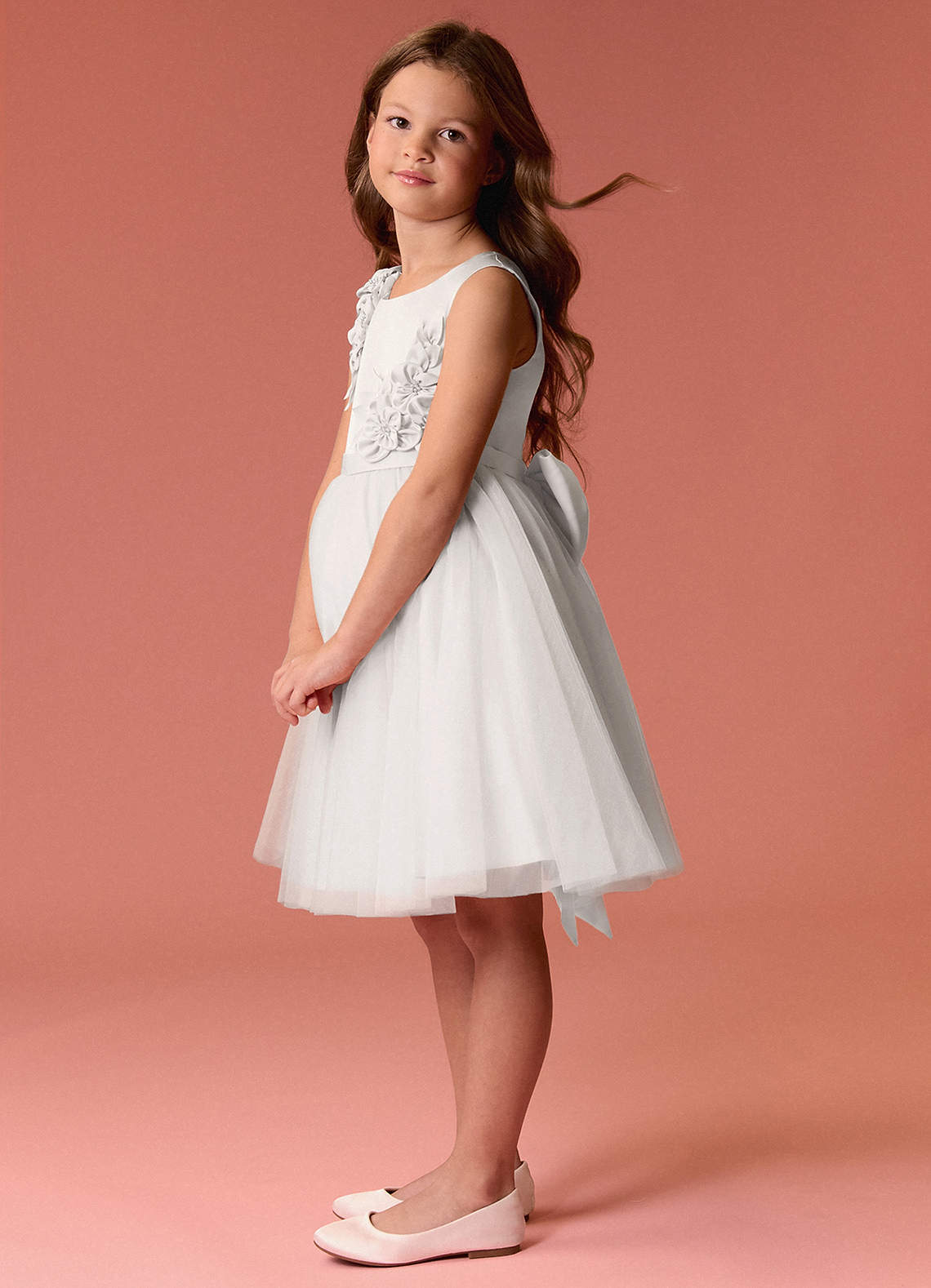 Barbie ♥ Azazie Flower Girl Dresses Scoop Rosette Bow Stretch Satin Tulle A-line Dress image5