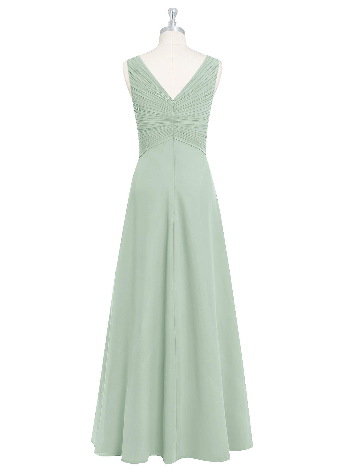 Azazie Flora Bridesmaid Dresses Agave A-Line Pleated Chiffon Dress image7