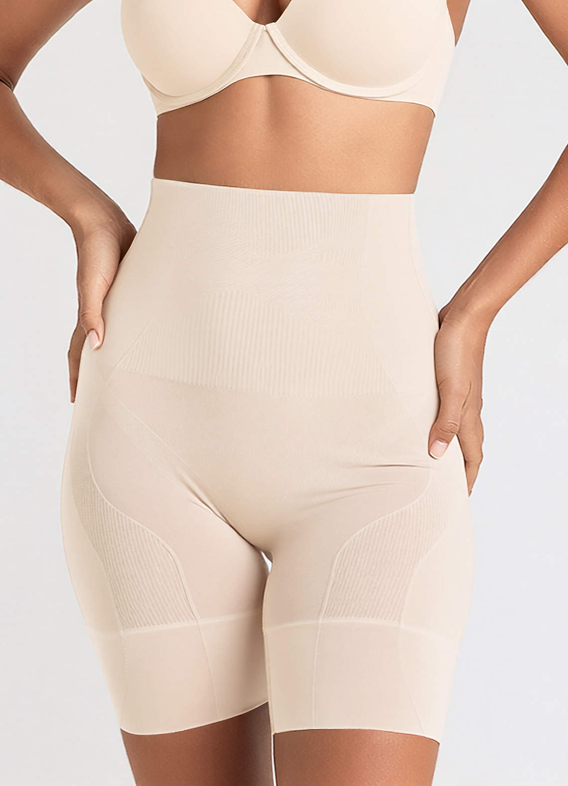 front Azazie High-Waisted Tummy Control Shapewear Shorts for Brides