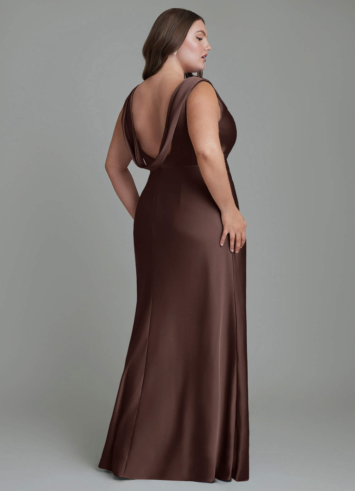 Azazie Kieryn Bridesmaid Dresses Ganache Mermaid Pleated Stretch Satin Dress image7