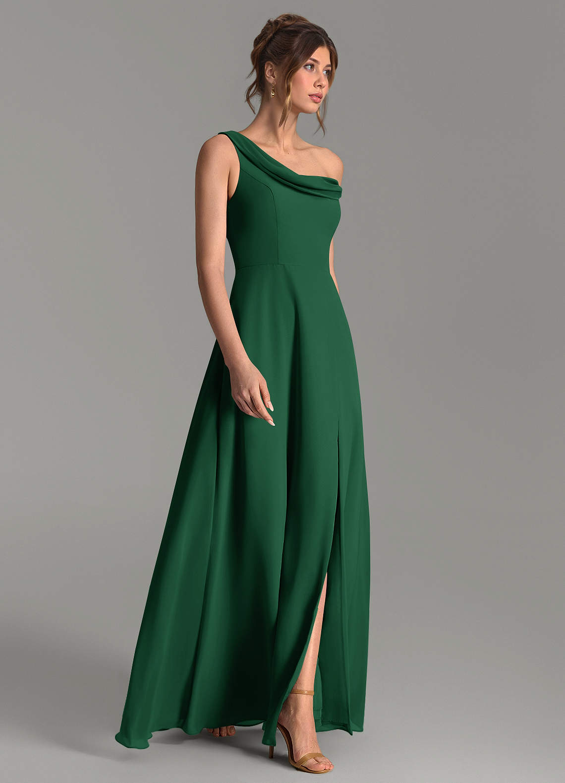 dark green chiffon bridesmaid dress Azazie Thea Maxi Neckline Size:Size 18W Formal wear 10-26-2020 BANETTETA Silver Shawls and