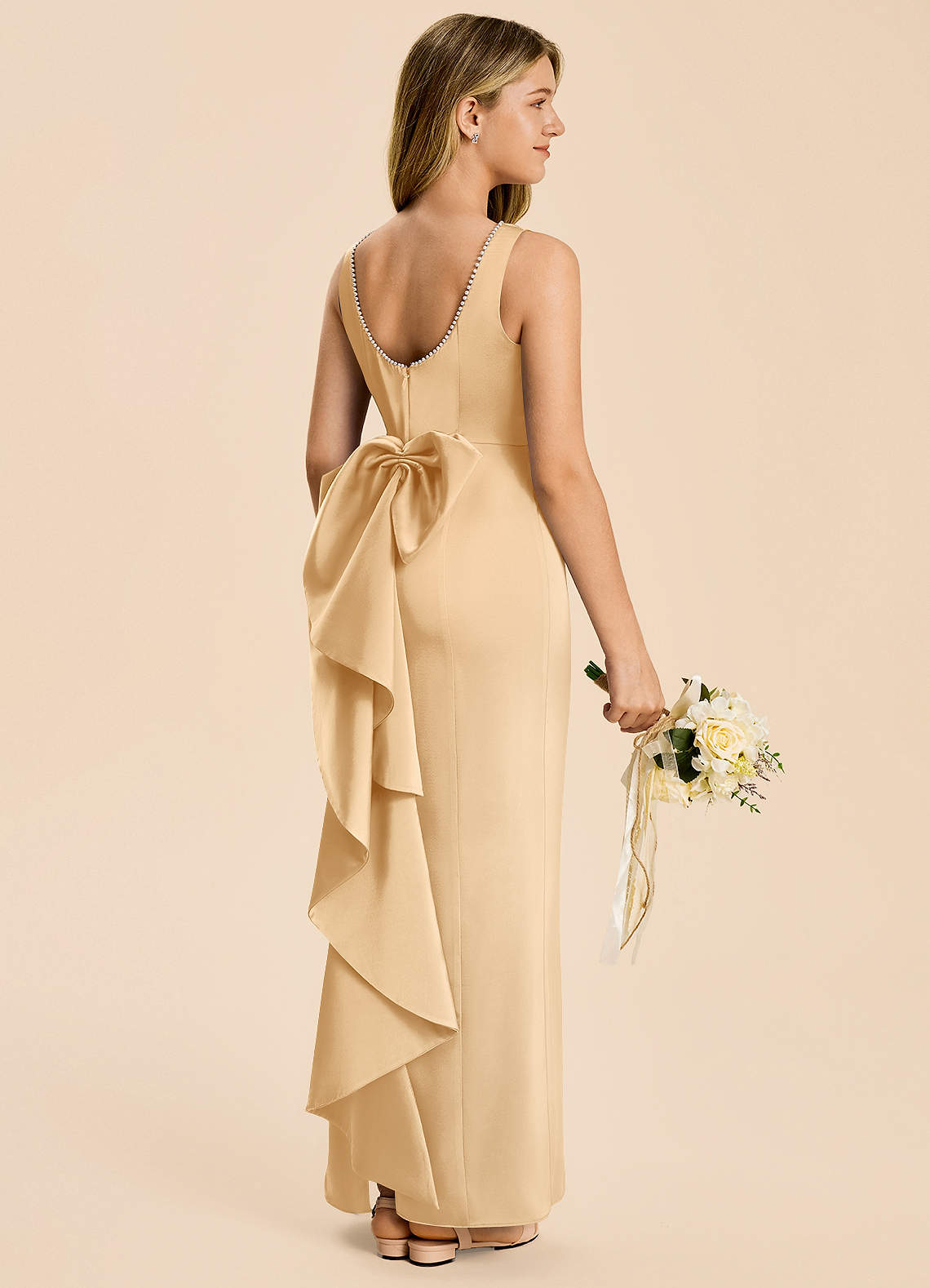 gold junior bridesmaid dresses Mori Lee 13212 Jewel Neck Sequin Junior Bridesmaid Dress