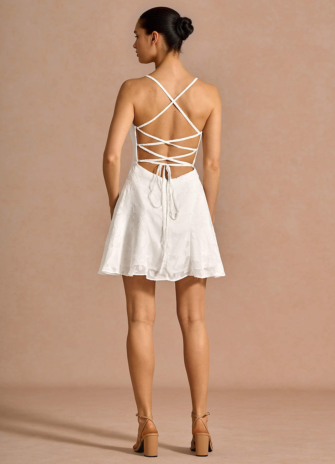 Azazie Cowl Sheath Mini Cocktail Dresses in White