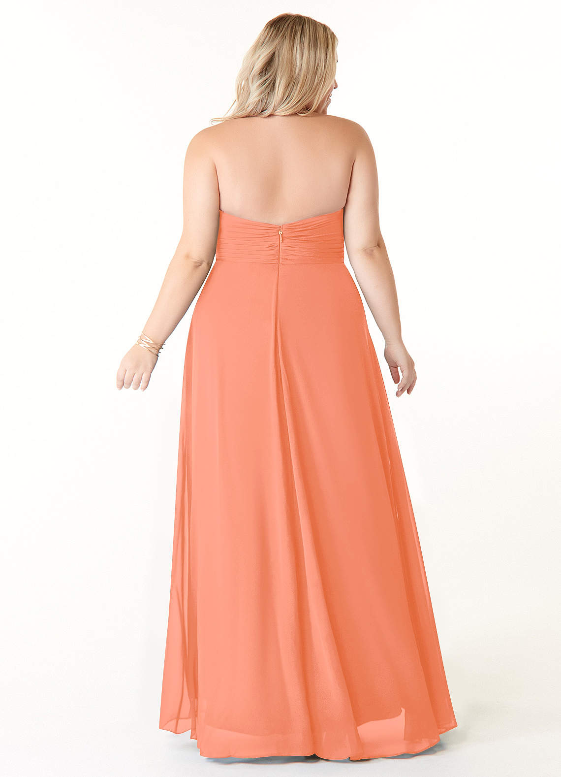 Azazie Tessie Vestidos de damas de honor Vestido de Atardecer de Gasa de Corte en A con Cuello en V plisado image6
