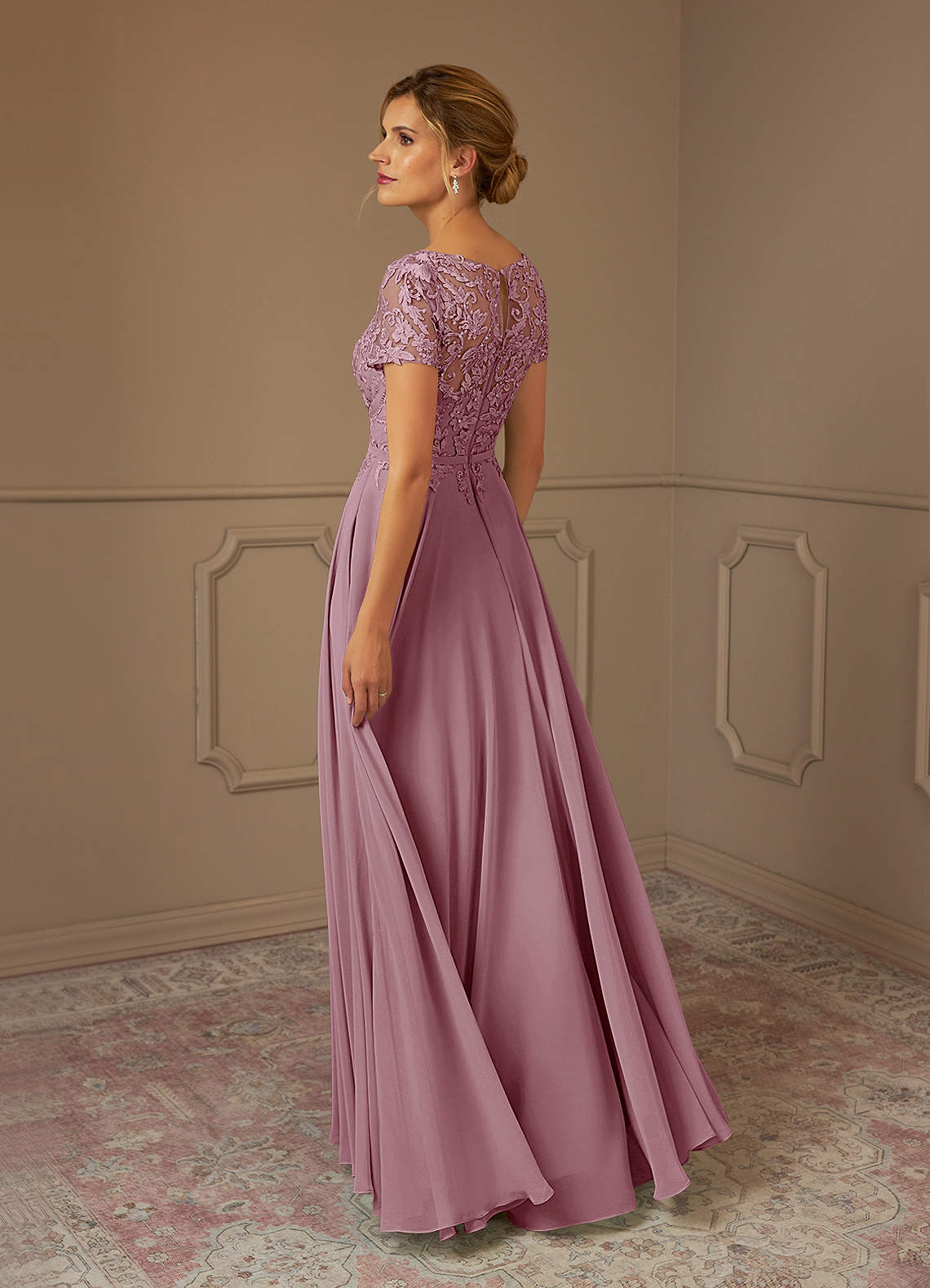Azazie Adina Vintage Mauve A-Line Boatneck Sequins Chiffon Azazie Adina Vintage Mauve A-Line Boatneck Sequins Chiffon