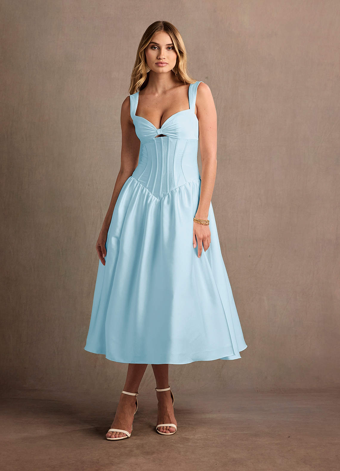 drop waist midi dress formal Azazie Midi Dresses A-Line Formal Dresses Sweetheart Sky Blue
