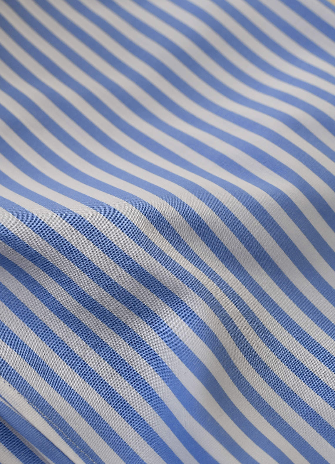 front Aiden White Pale Blue 100% Cotton Non-Iron Striped Dress Shirt