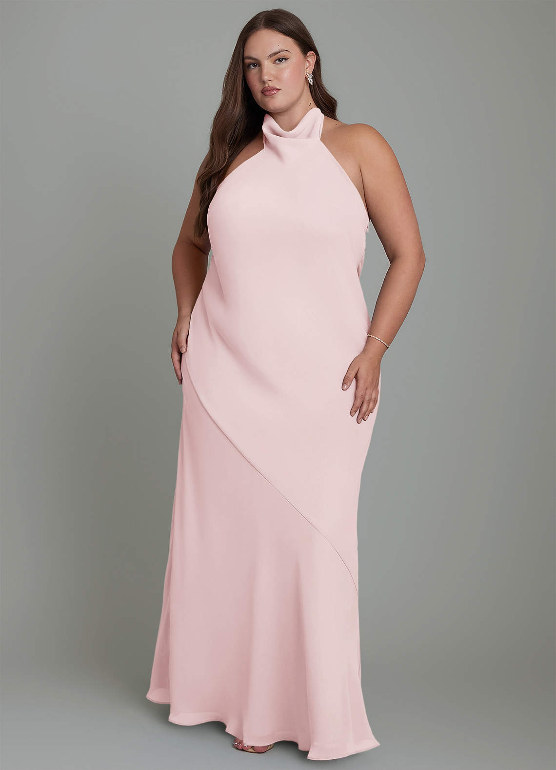 Azazie Velli Abiti da Damigella Abito Sirena in Chiffon Collo alto Rosa Rossore image1