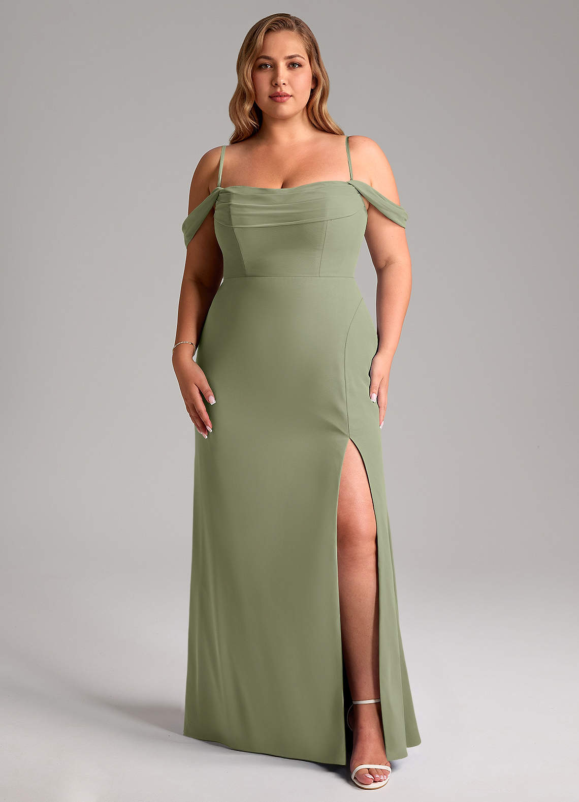 Azazie Saige Bridesmaid Dresses Pistachio A-Line Off the Shoulder Chiffon Convertible Dress image13