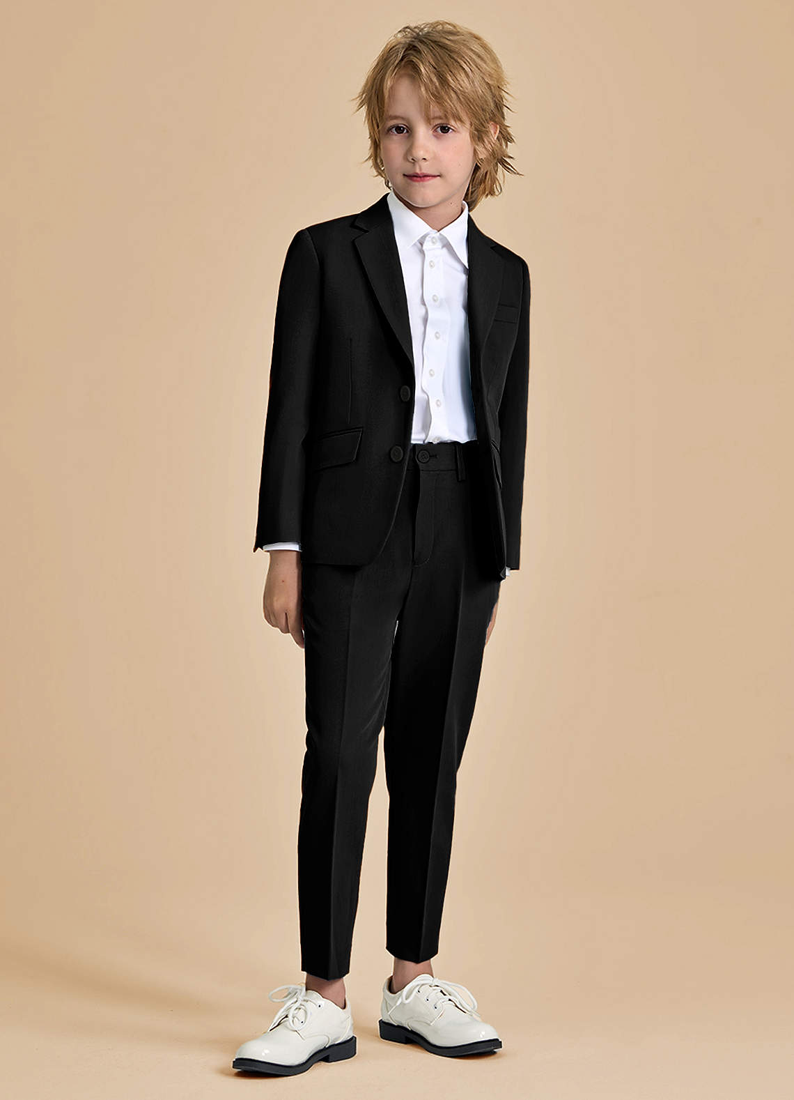 front Oliver Boys Black 2-Piece Suit