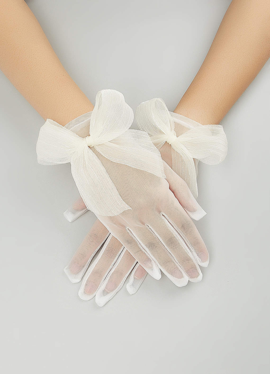 Women Mesh Gloves Wedding Tea Party Gloves Tulle Bow Short Gloves Prom Opera Bridal Accessories