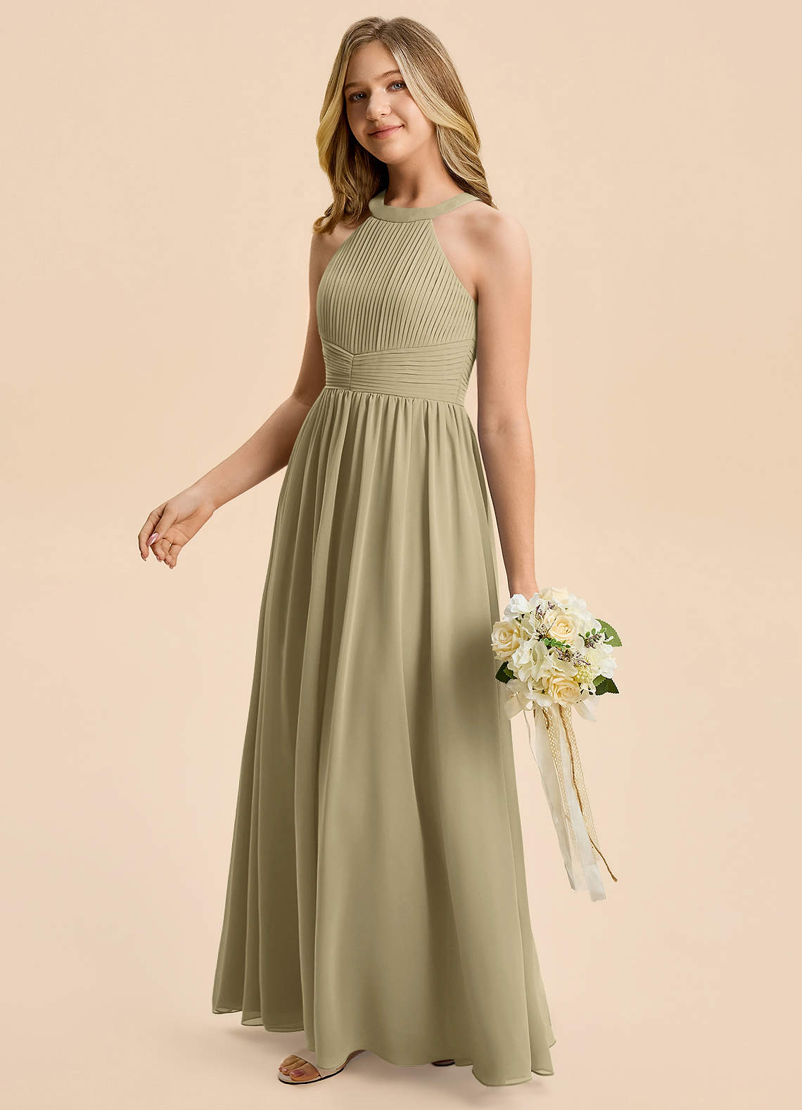 Azazie Penelope Junior Bridesmaid Dress in Moss Green | Azazie IE