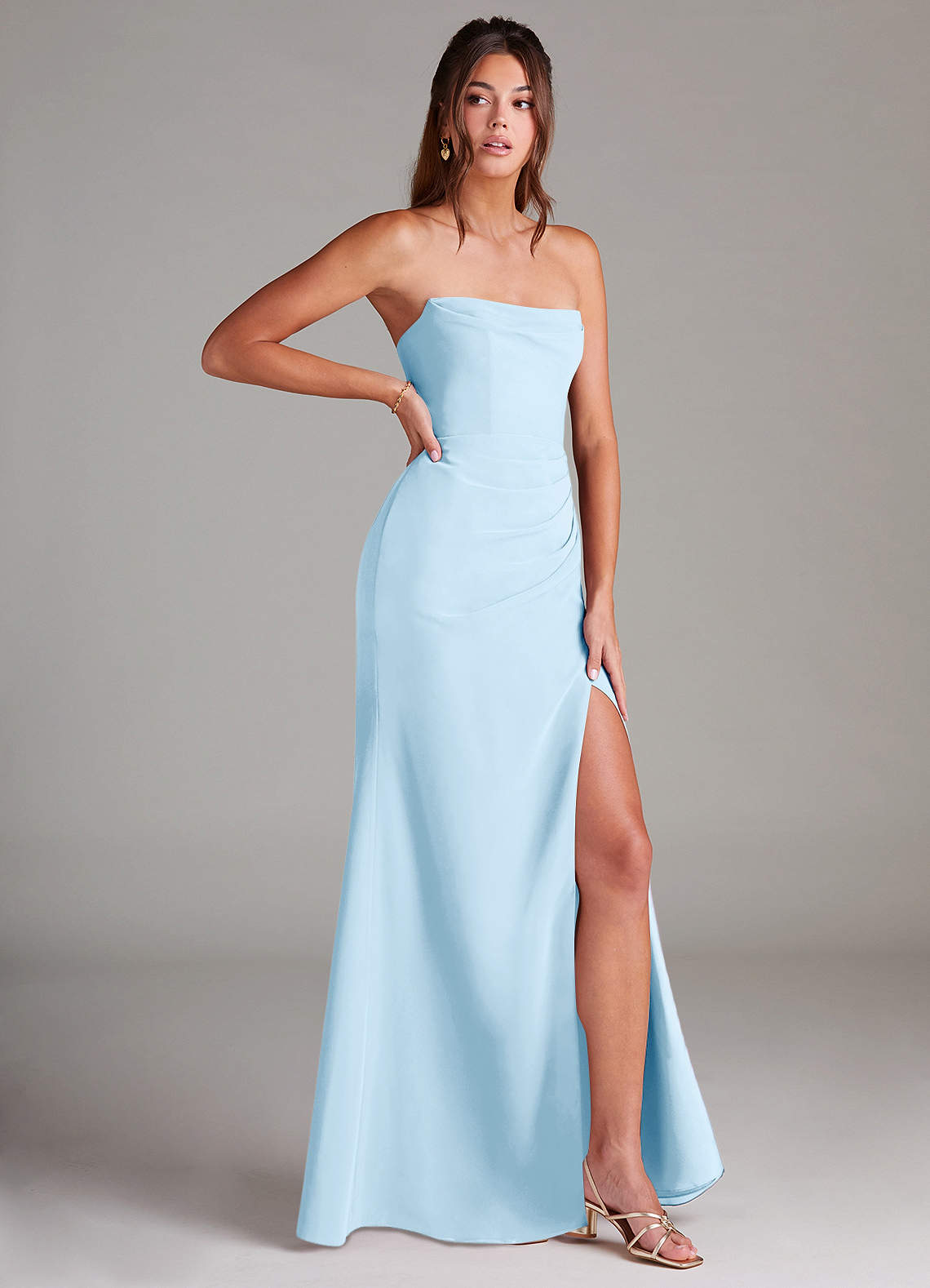 Azazie Leonis Bridesmaid Dresses Sky Blue Sheath Strapless Chiffon Convertible Dress image7