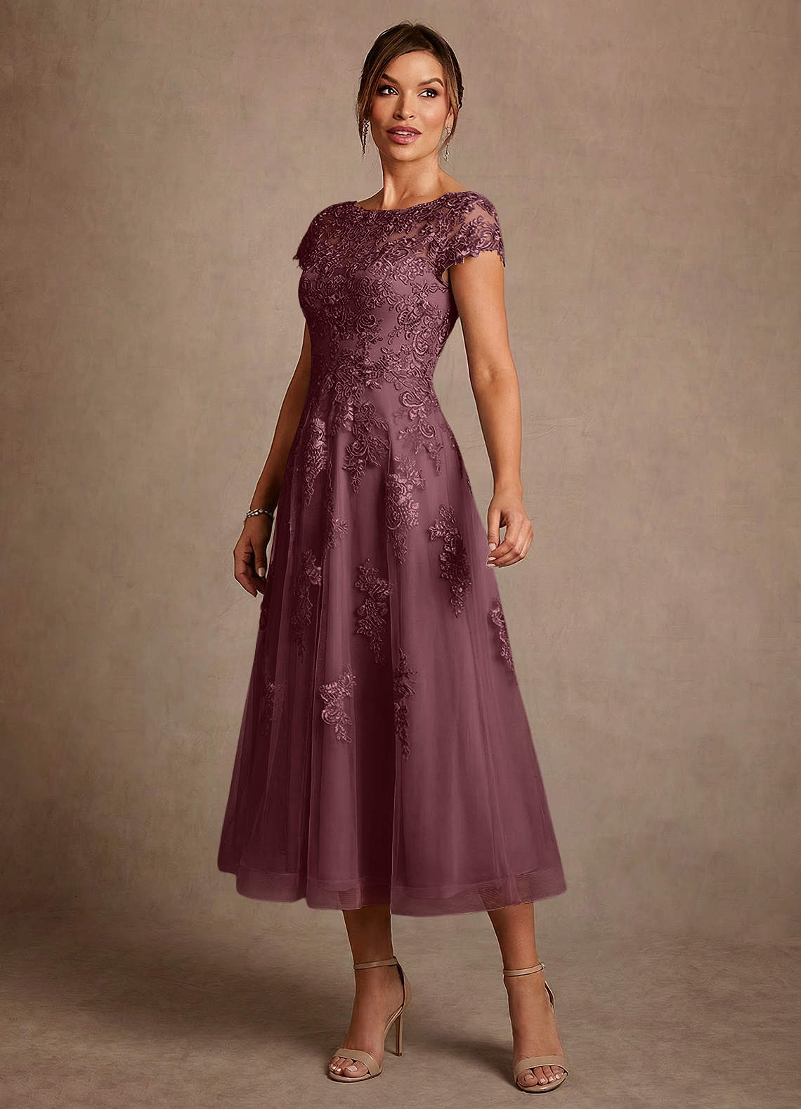 Azazie Jolanda Kleider für die Brautmutter A-Linie Spitze Kleid Sangria image3