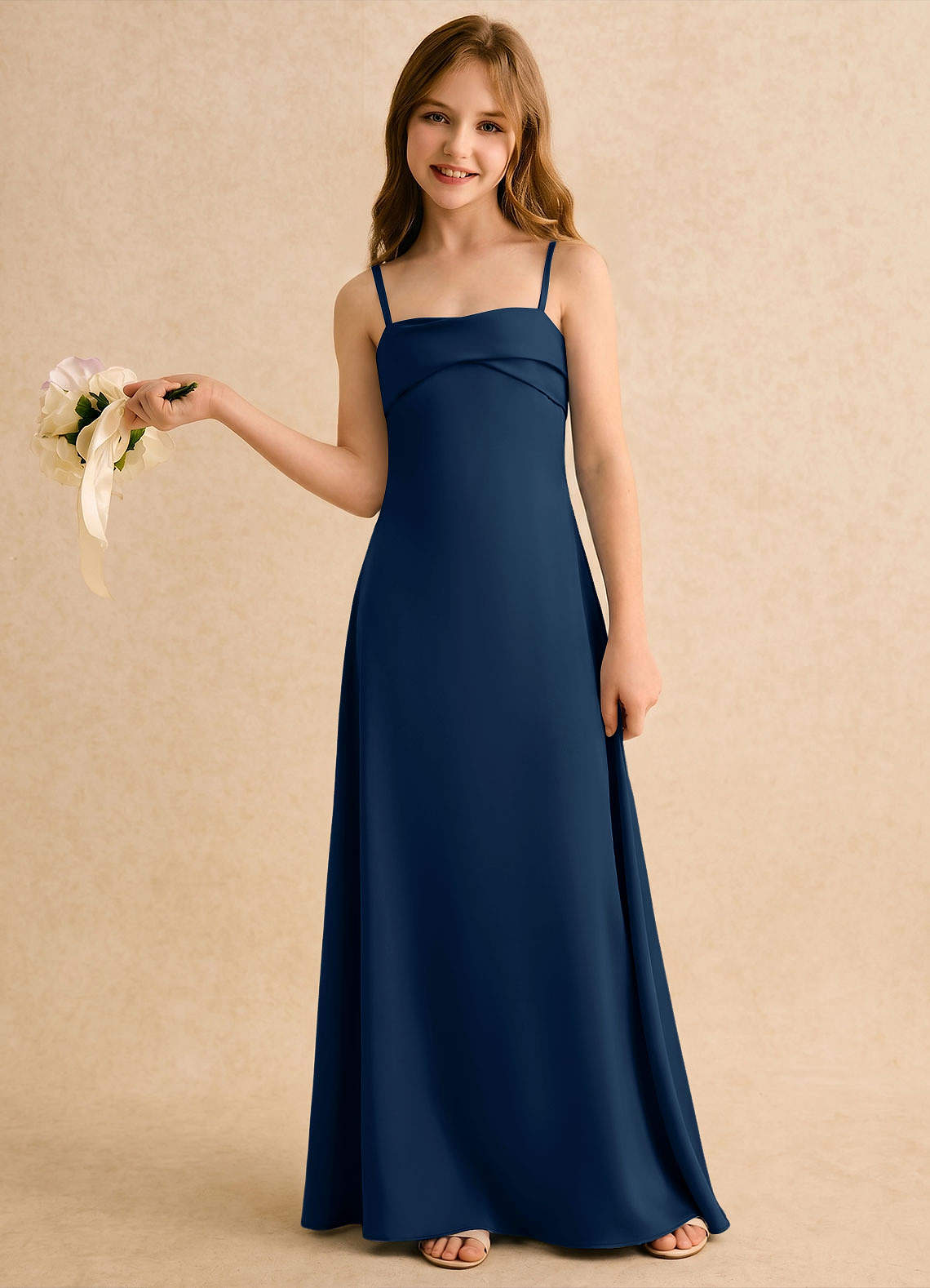 navy blue childrens dresses Kids Trapeze Dress with a Bow Give her the chance Azazie Mirabella Girls Formal Dark