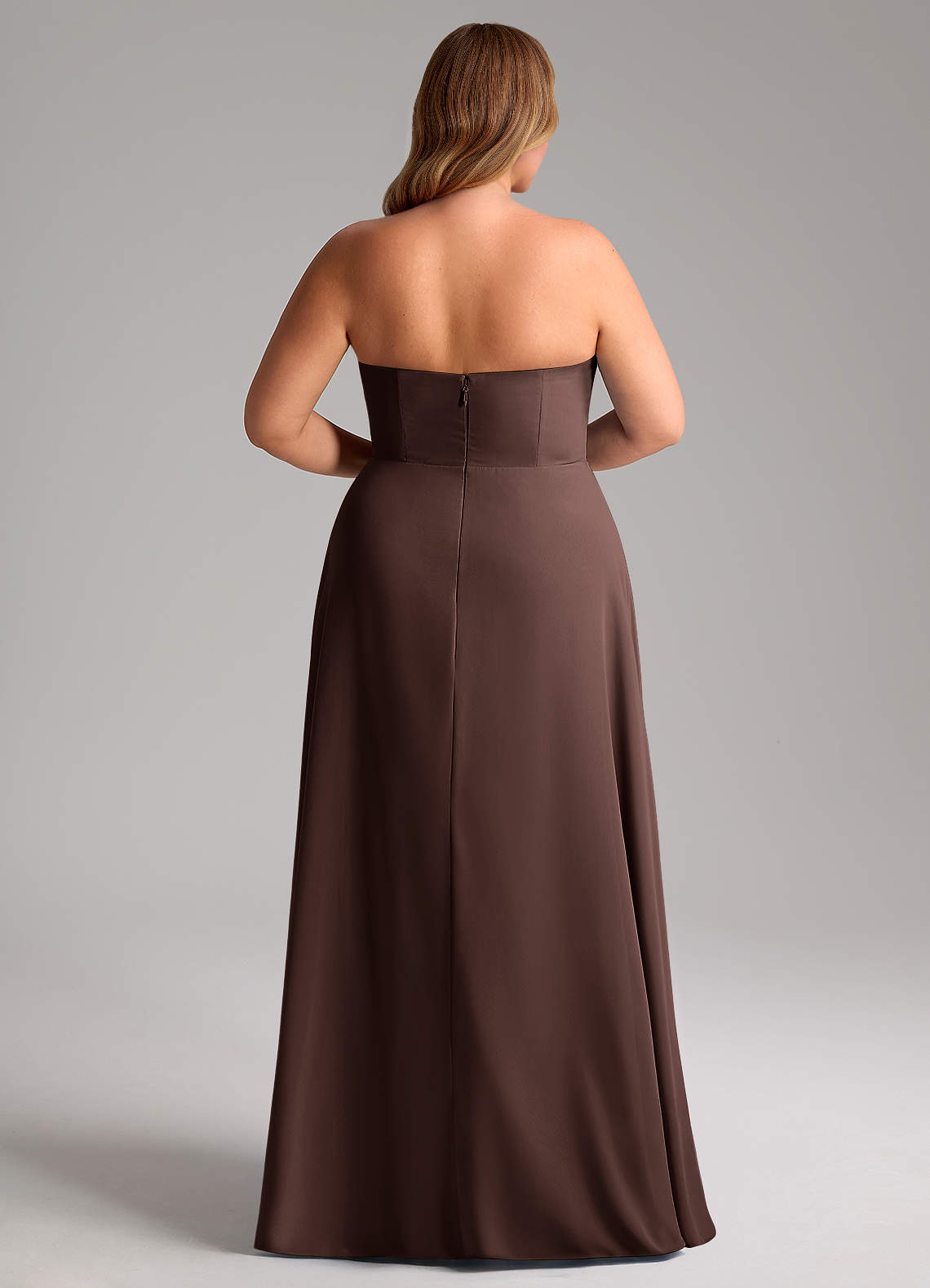 Azazie Wren Abiti da Damigella Abito Convertibile A-Line in Chiffon Spacco Laterale Ganache image13