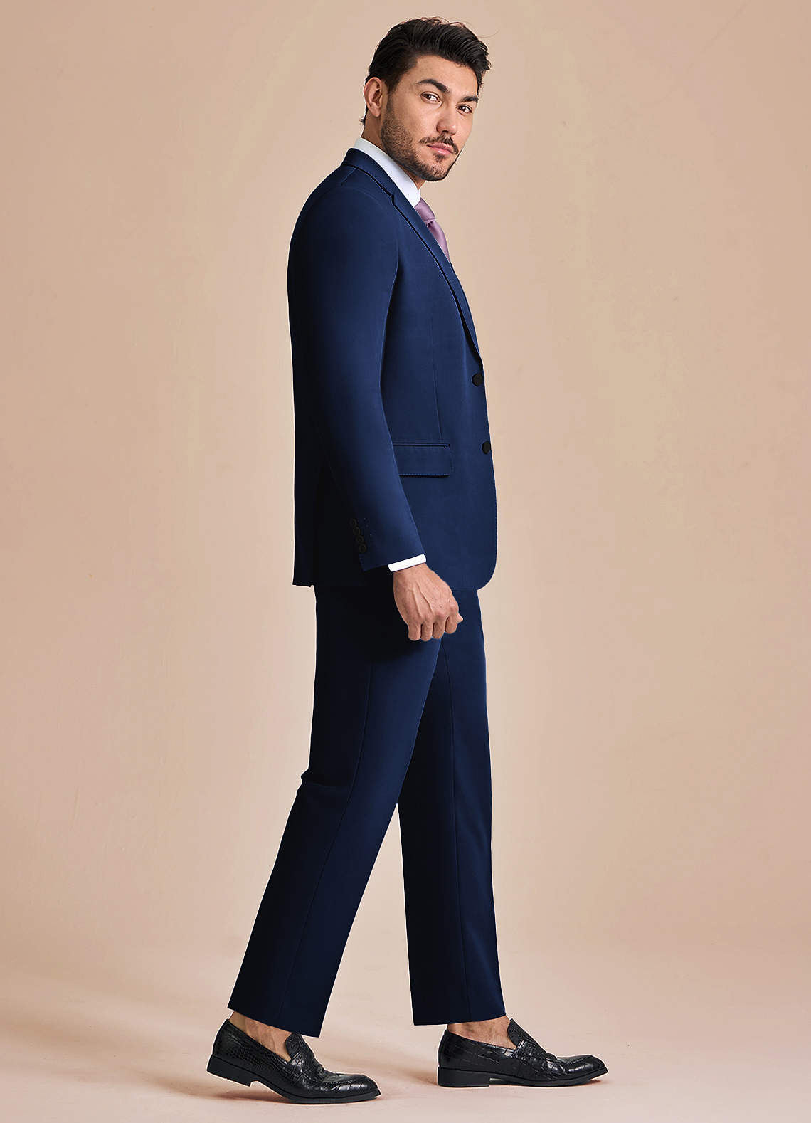 front James Blue Structured Stretch 3-piece suit