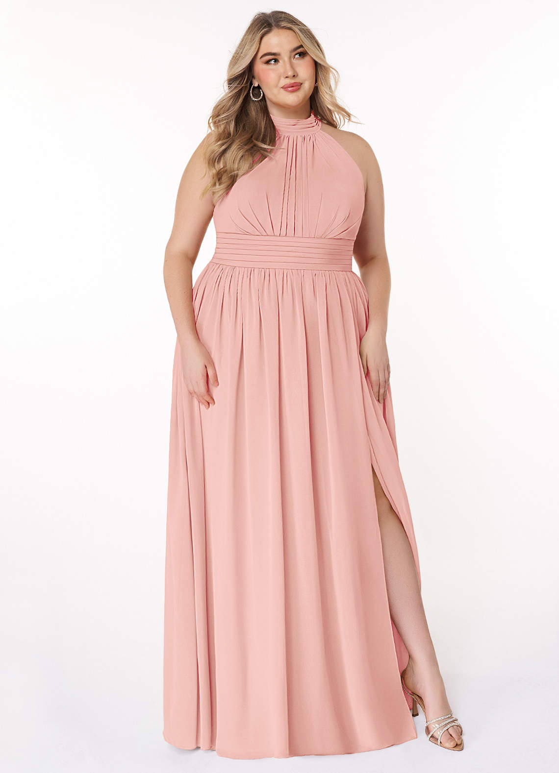 Azazie Iman At-home Try On Dresses Dusty Blue A-Line A-Line Ruched Chiffon Dress image10