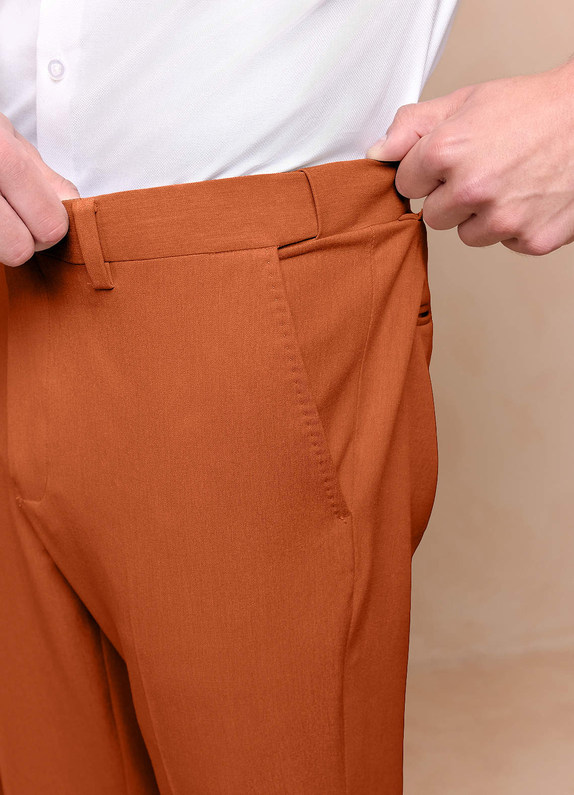 front James Burnt Orange Structured Stretch Suit