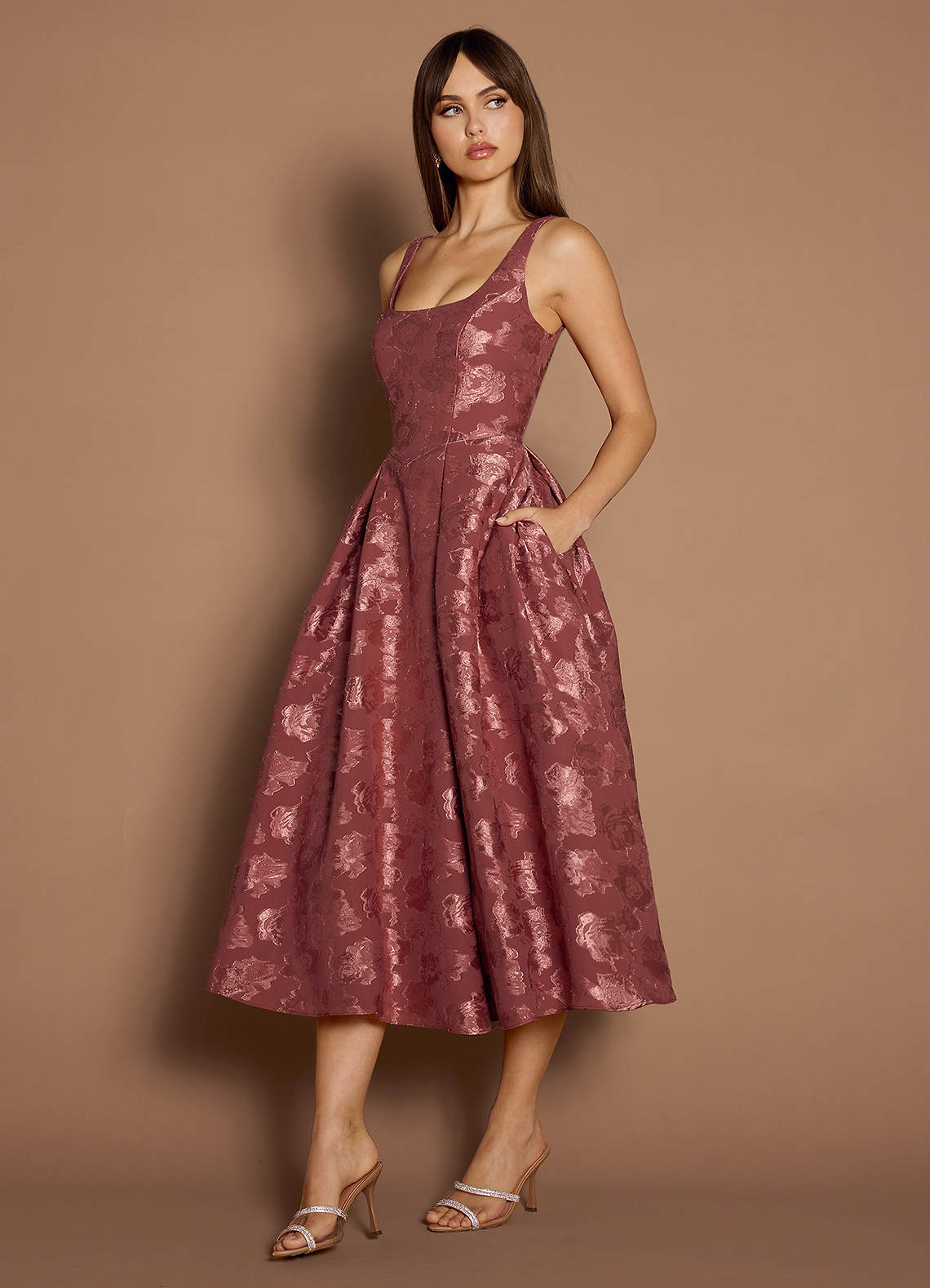 Briac Vintage Rose A-line Midi Dress | Azazie