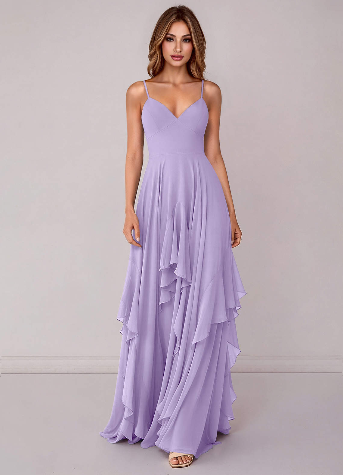 Azazie Zaina Lilac Chiffon Bridesmaid Dresses | Azazie