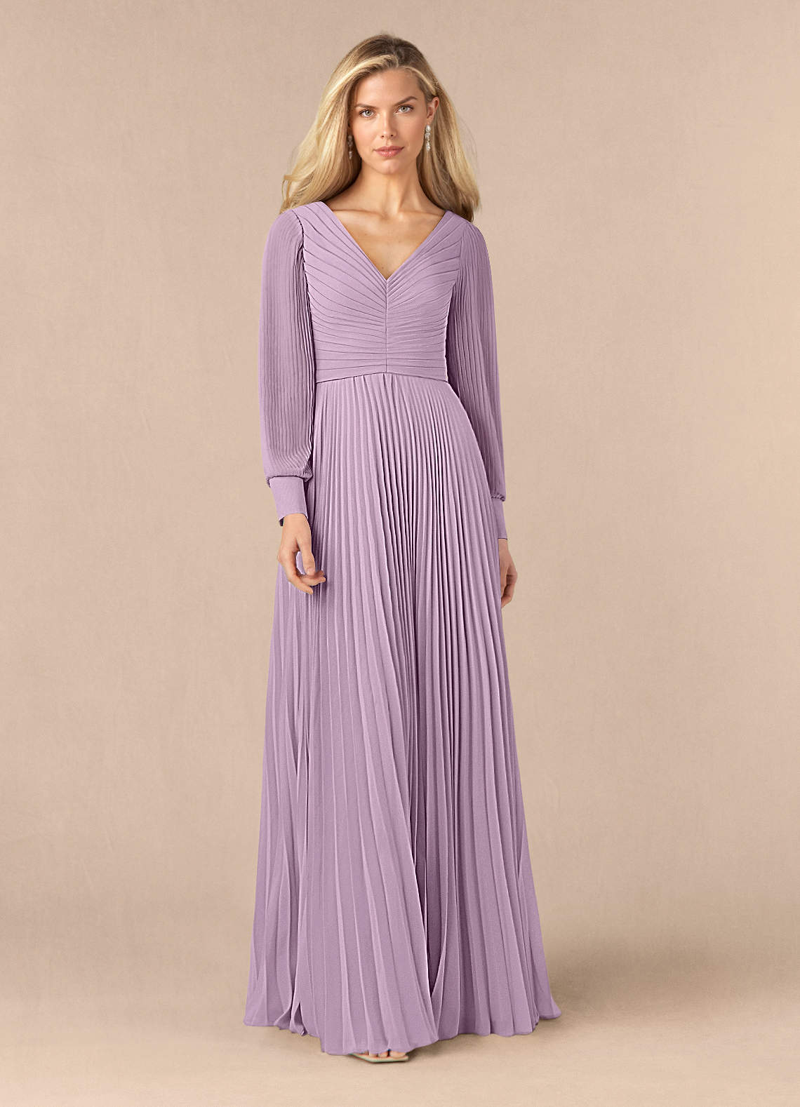Azazie Zina Mother of the Bride Dresses Wisteria A-Line Pleated Chiffon Dress image1